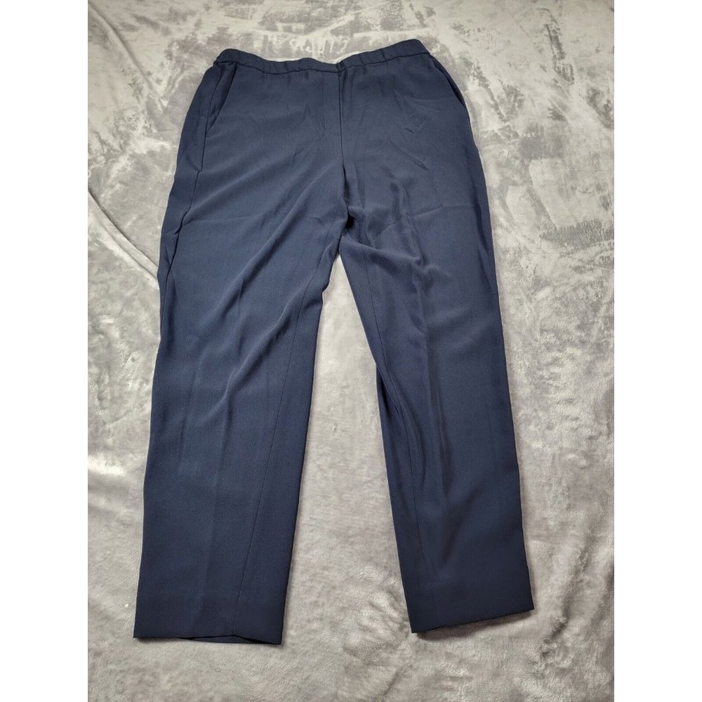 Chico's Size 1 slinky Pants Womens US size 8R Blue Ankle Stretch Elastic Waist